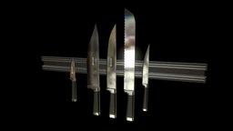 Knives Magnetic Strip 001 poliigon