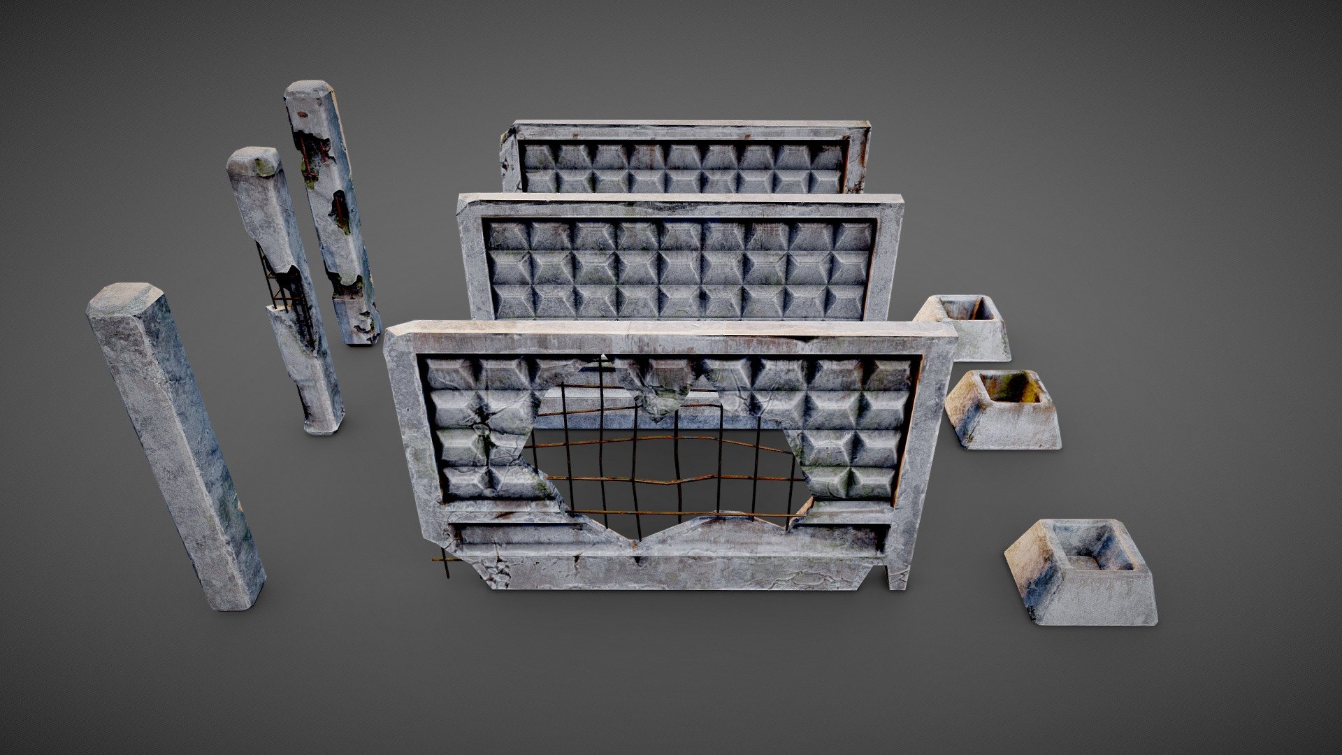 ConcreteFence - Buy Royalty Free 3D model by flawlessnormals 3d model