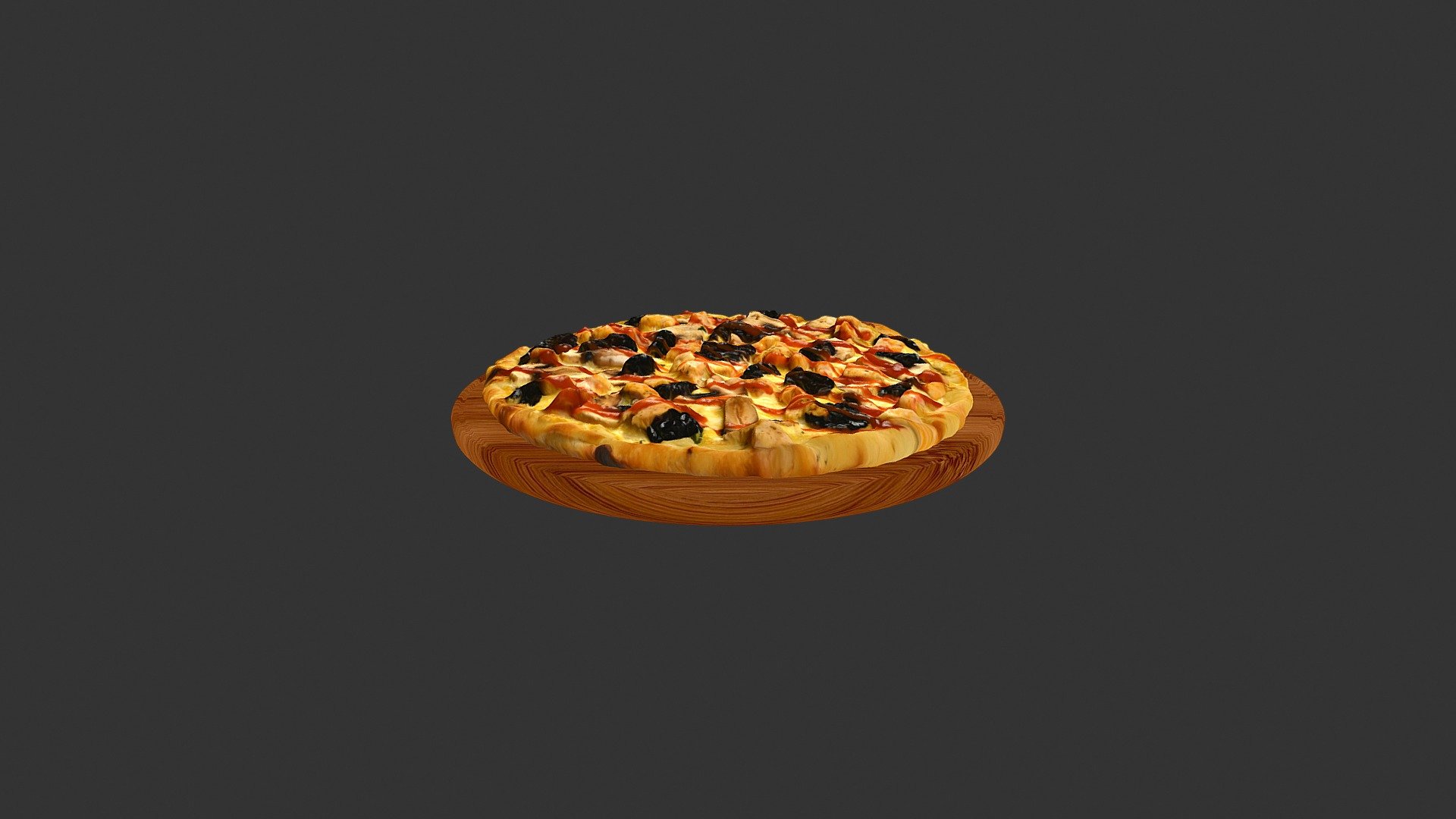 Піца Турчія (Plum_mushrooms_meat_pizza) - 3D model by alex.alexandrov.a 3d model