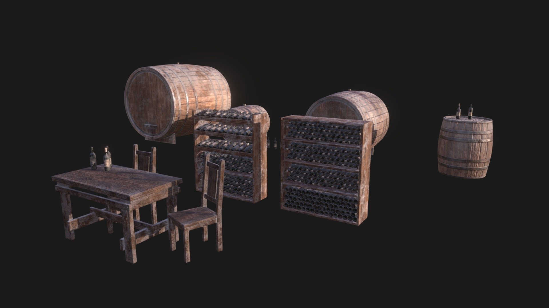 Wine Cellar Pack for UE4 Marketplace and Unity Store - Wine Cellar Pack - 3D model by lyoshko 3d model