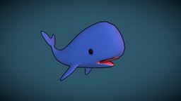 Whale cute, big, ocean, splash, whale, water, character, cartoon, lowpoly, creature, animal, sea, noai
