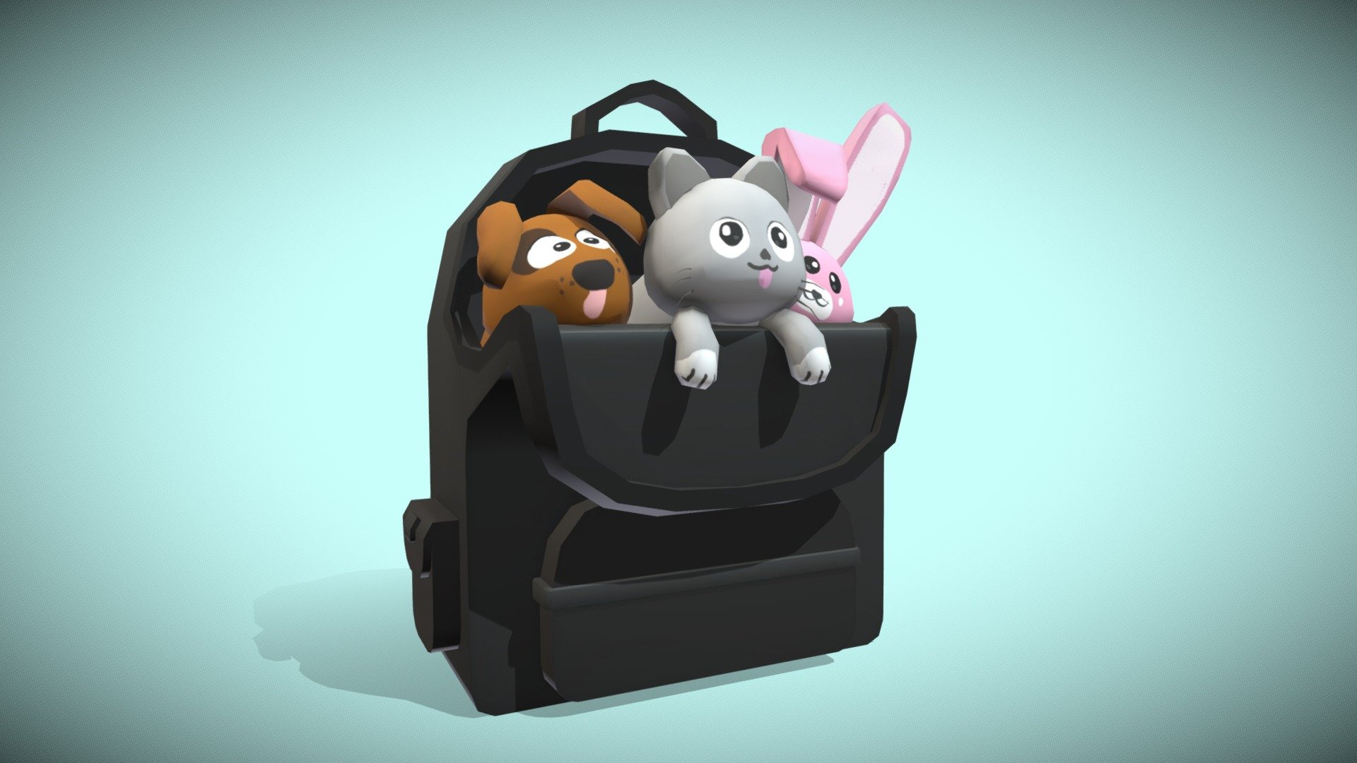 Black and grey cartoon style low poly backpack. Modeled in Blender textured in Substance Painter 3D - Black Pet Backpack Roblox/UGC - 3D model by Sonsss 3d model