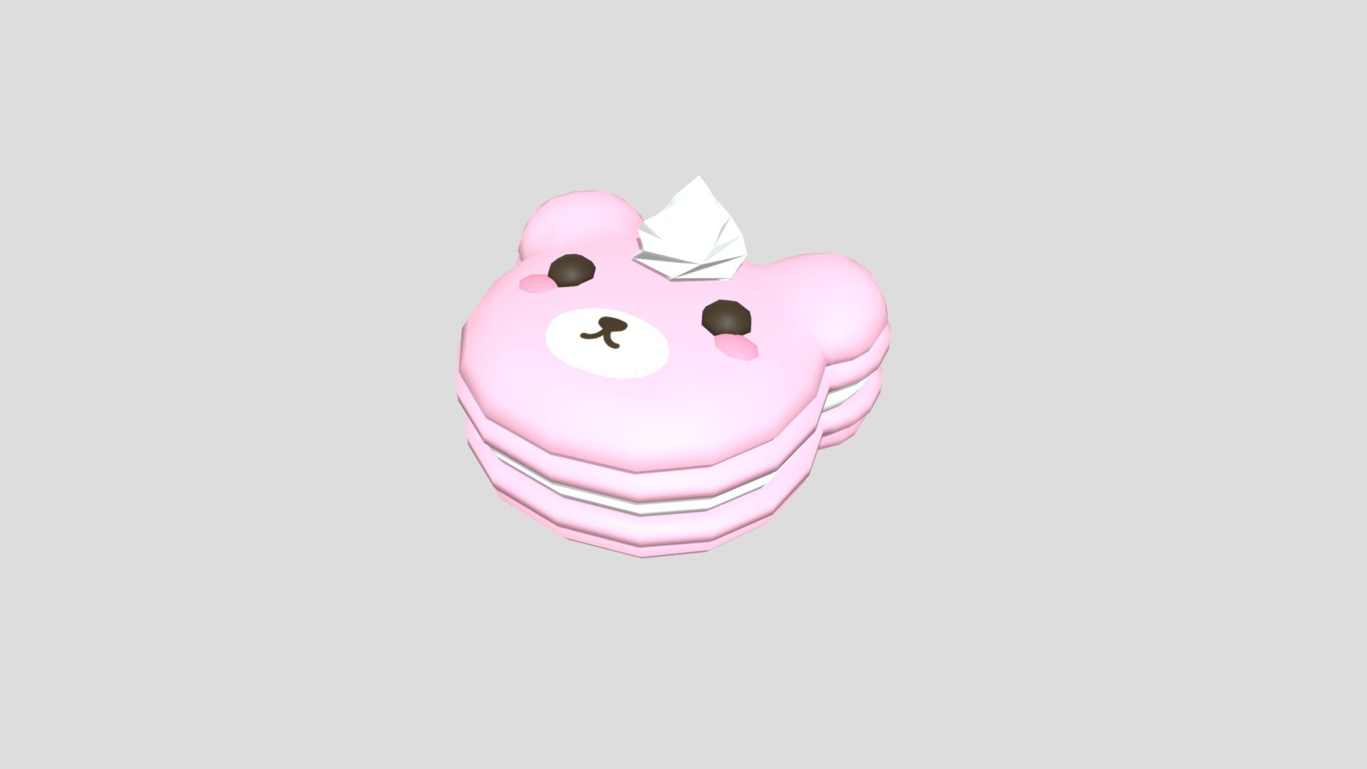 Kawaii Bear Macaron - 3D model by Yozoh 3d model