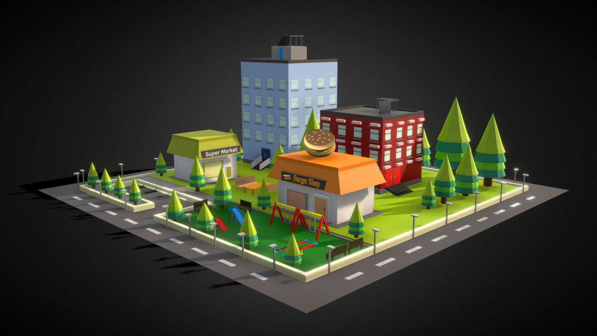 Little Low Poly City 3D By Mowahed 3D

This Item Includes
1.Roads
2.City Lights
3.Buildings
4.Shops
5.Park
6.Car Parking And Much More - Little Low Poly City 3D - Buy Royalty Free 3D model by Mowahed 3D (@mowahedrehan) 3d model