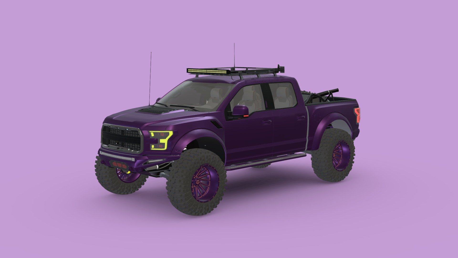 Ford Raptor F150 transformed into monster truck kindoff offroad truck with a rugged look - Ford Raptor F150 Offroad Truck - 3D model by jonbruno 3d model