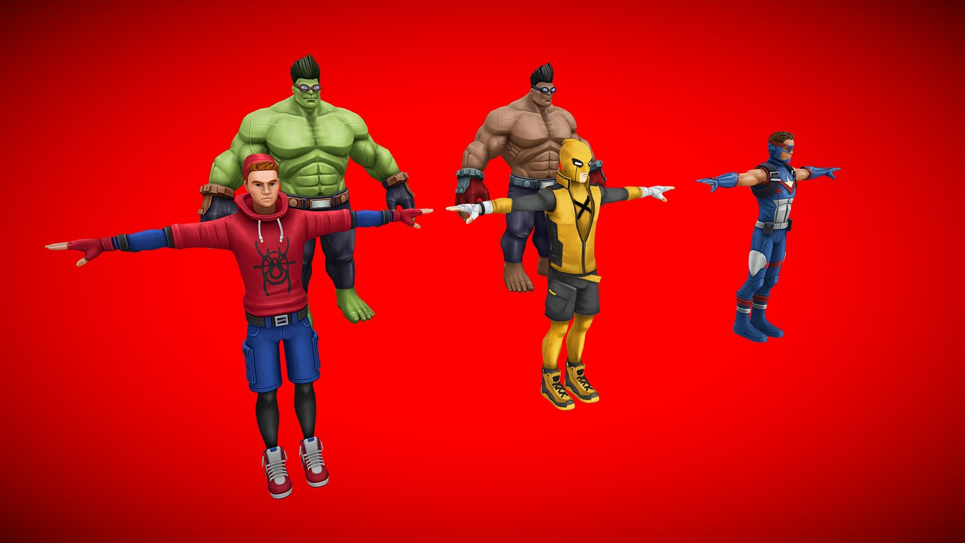 superhero spiderman ( peter parker ) 

captain-america 
deadpool 
hulk - superhero spiderman ( peter parker ) - 3D model by Wasi204 (@hafizzwaseem88) 3d model