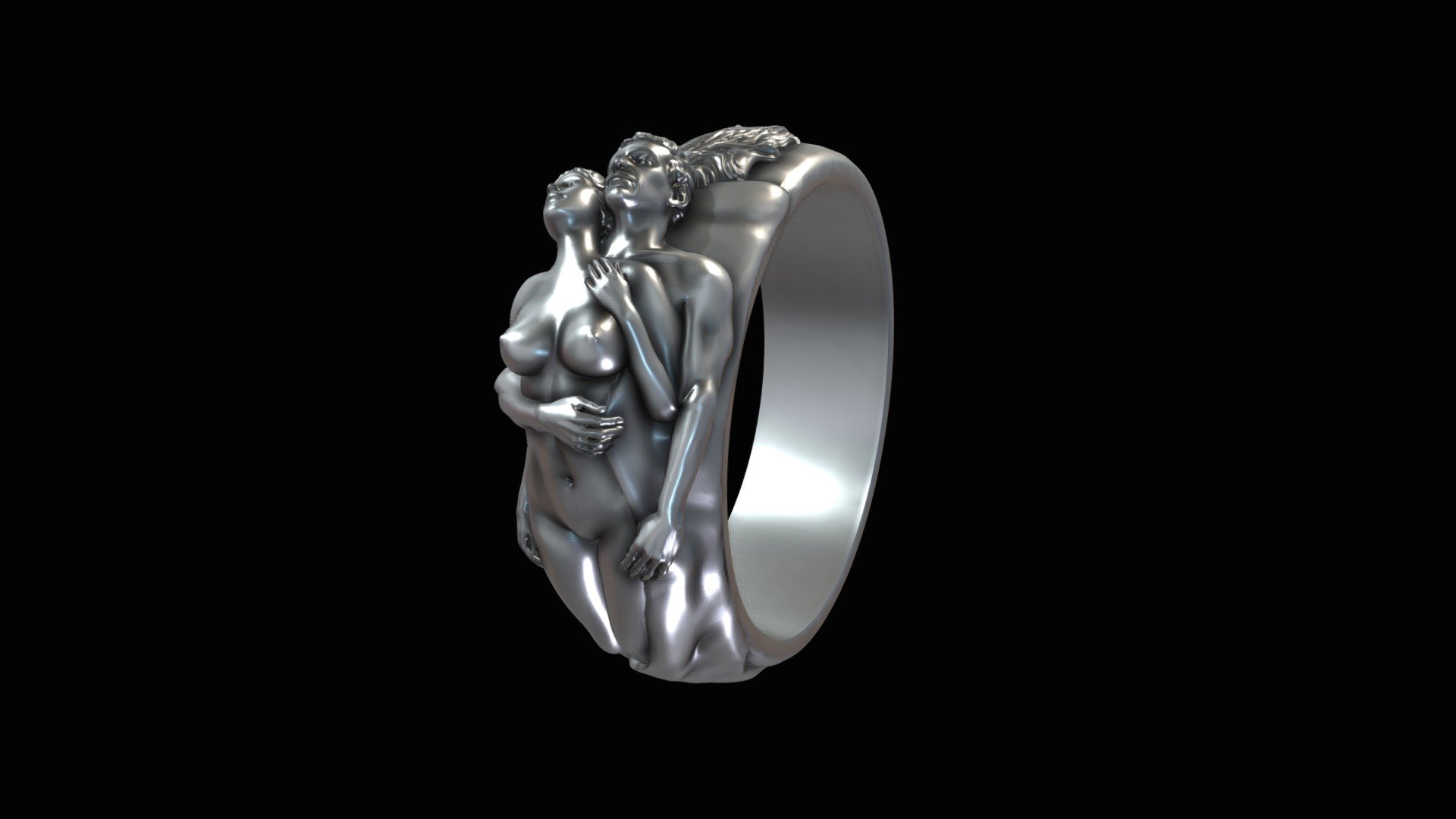 **Free 3d print model for jewellery production. **

Wedding ring man and woman hugging - Ring man and woman hugging - Download Free 3D model by jewelmodel.net (@iCADs) 3d model