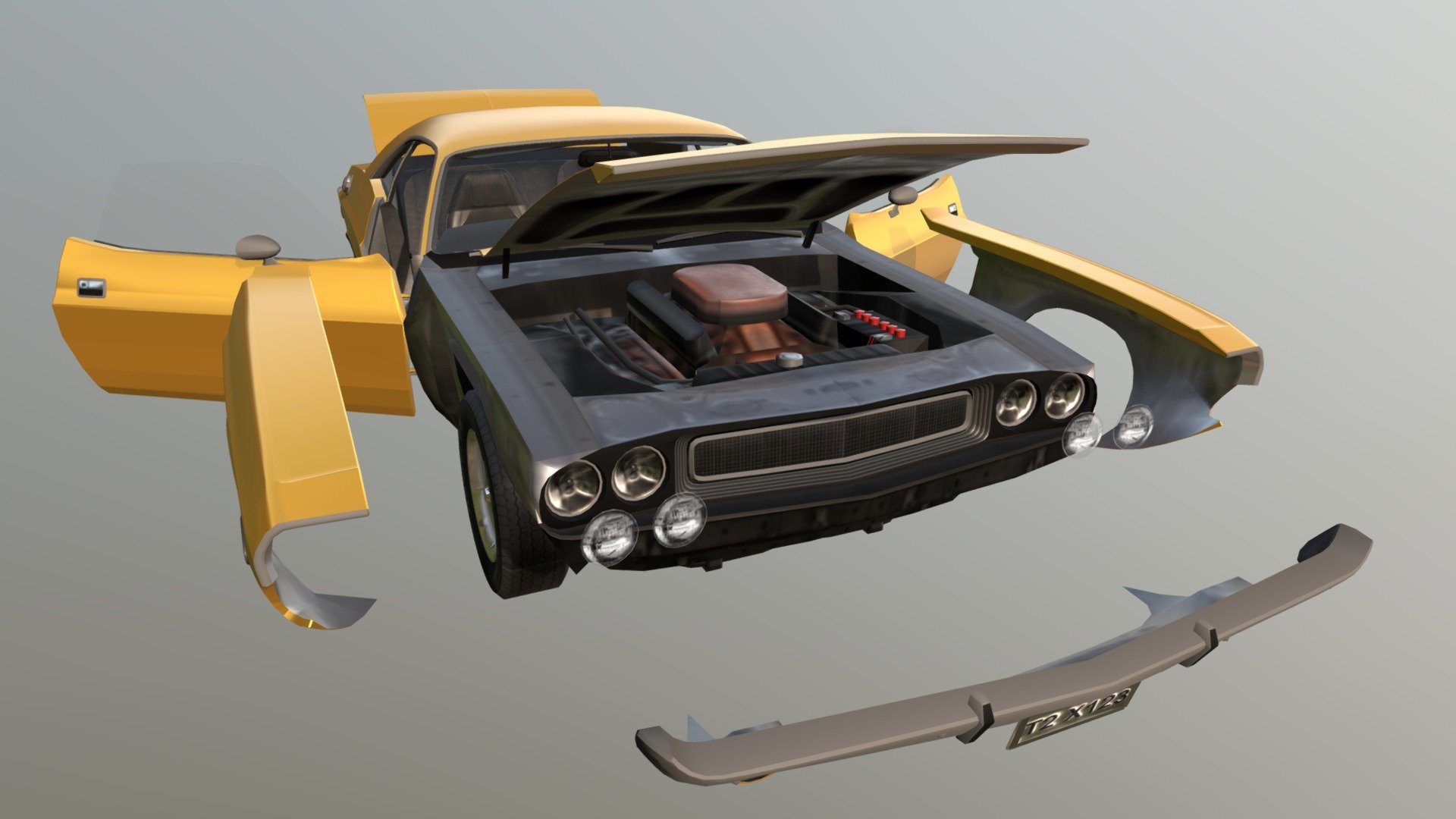 Real Car 11 Separated Parts - 3D model by Maker Games Studios (@MakerGamesStudios) 3d model