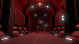 Alien Creature in Modular Horror Sci-Fi Corridor