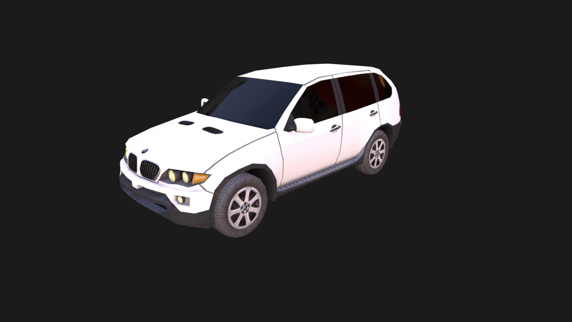 BMW X5 (2004) model i made for cities skylines.
i wanted to keep it low poly but i kind of went overboard on this one 3d model