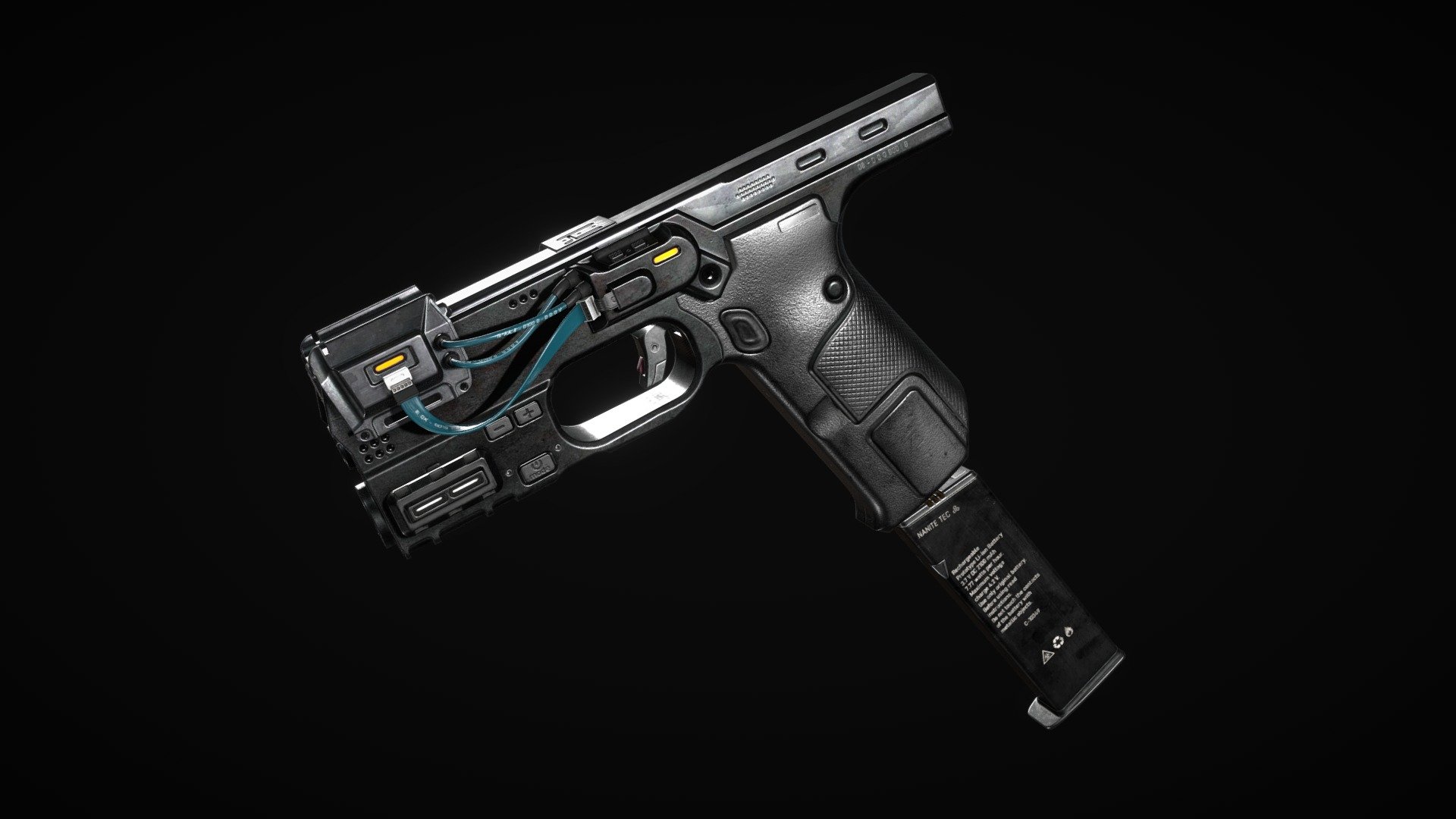 Laser handgun by random concept art from the internet
I've been wanting to do some sci-fi asset for a long time, especially weapon.

Tris:
Mag(Battery): 1234
All hgun: 24 245
Total: 25 479

Textures Spec/Gloss:
All gun: 1 x 2048x2048
Transparent parts: 1 x 512x512

Texel: 137px/in (54px/cm) - Sci-Fi Laser pistol "PLS - 89" - 3D model by Denis (Knifectol) Shevelev (@knifectol) 3d model