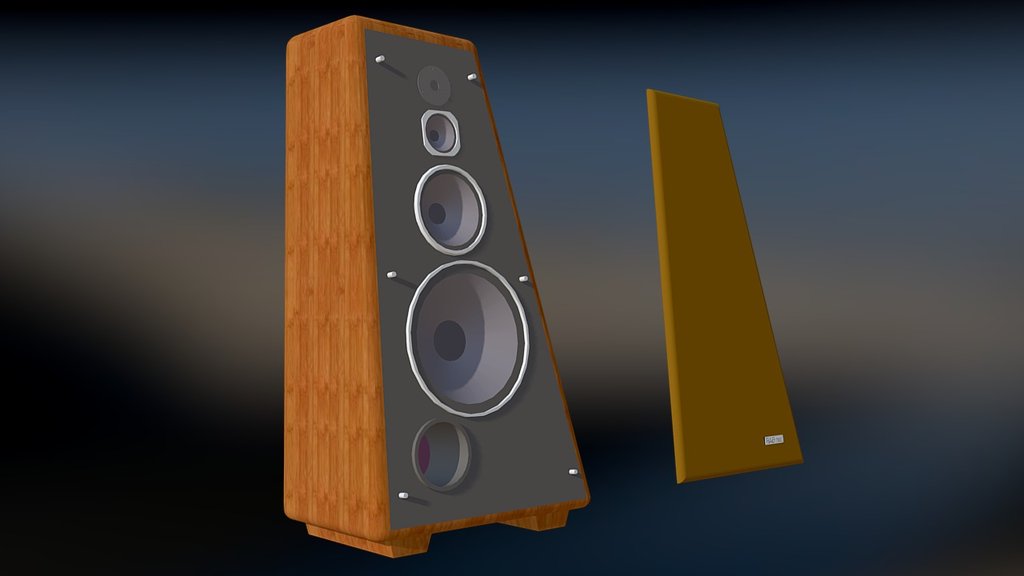 SketchUp model - RAB-005 15 inch four-way ducted port loudspeaker, 1.5 in. thick joined oak enclosure, 182 lb, 50 in. high, 28 in. wide, 17 in. deep, 5.3 cf. bass enclosure (1985) - Loudspeaker - 15 inch four-way - 3D model by tbob 3d model