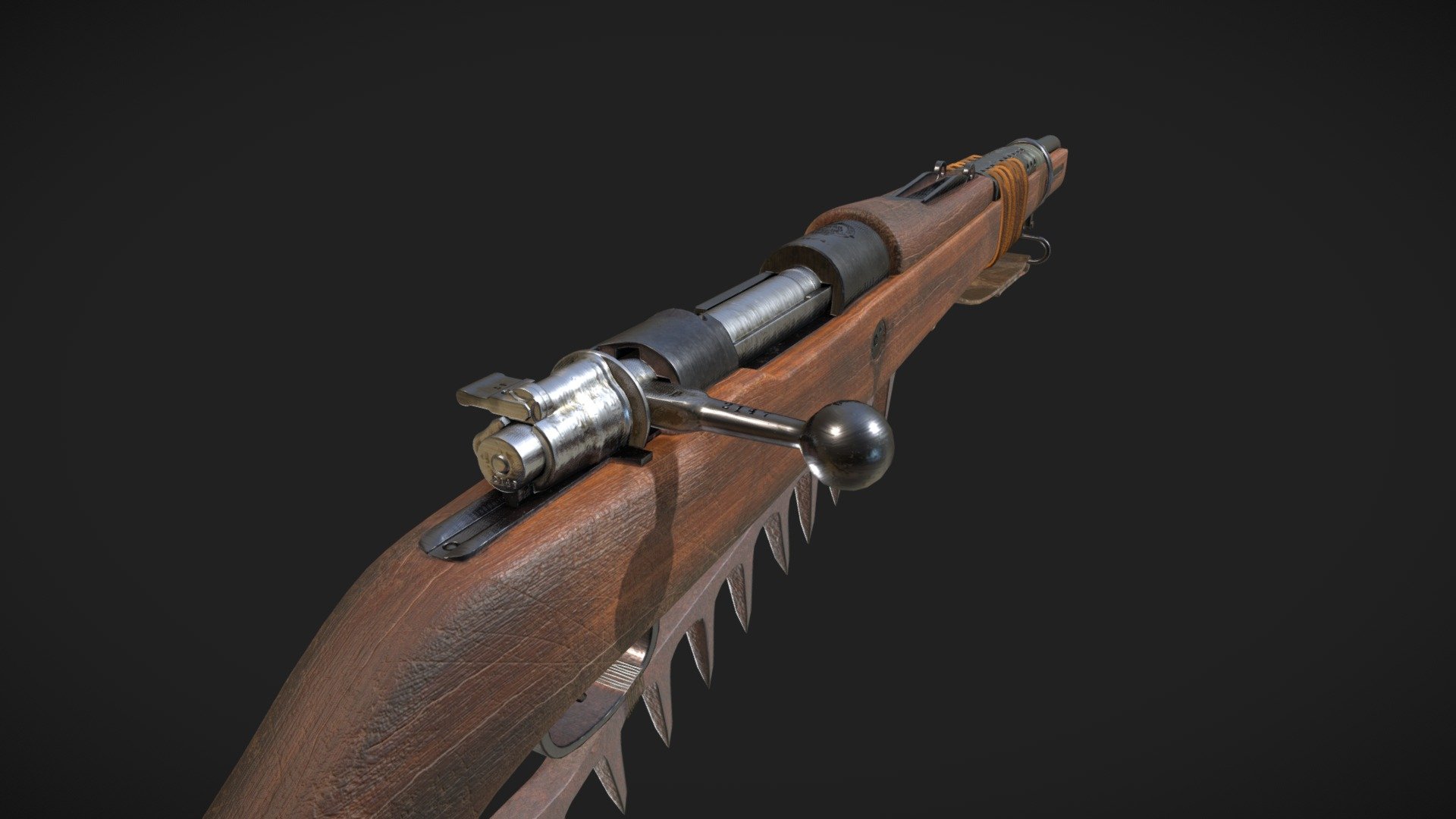 This week I finished working on texturing and did the final touch ups in substance painter to ensure I am getting the look i want from my rifle. I wanted to give it a worn but still useable look with the wear that was put on this model. 3d model