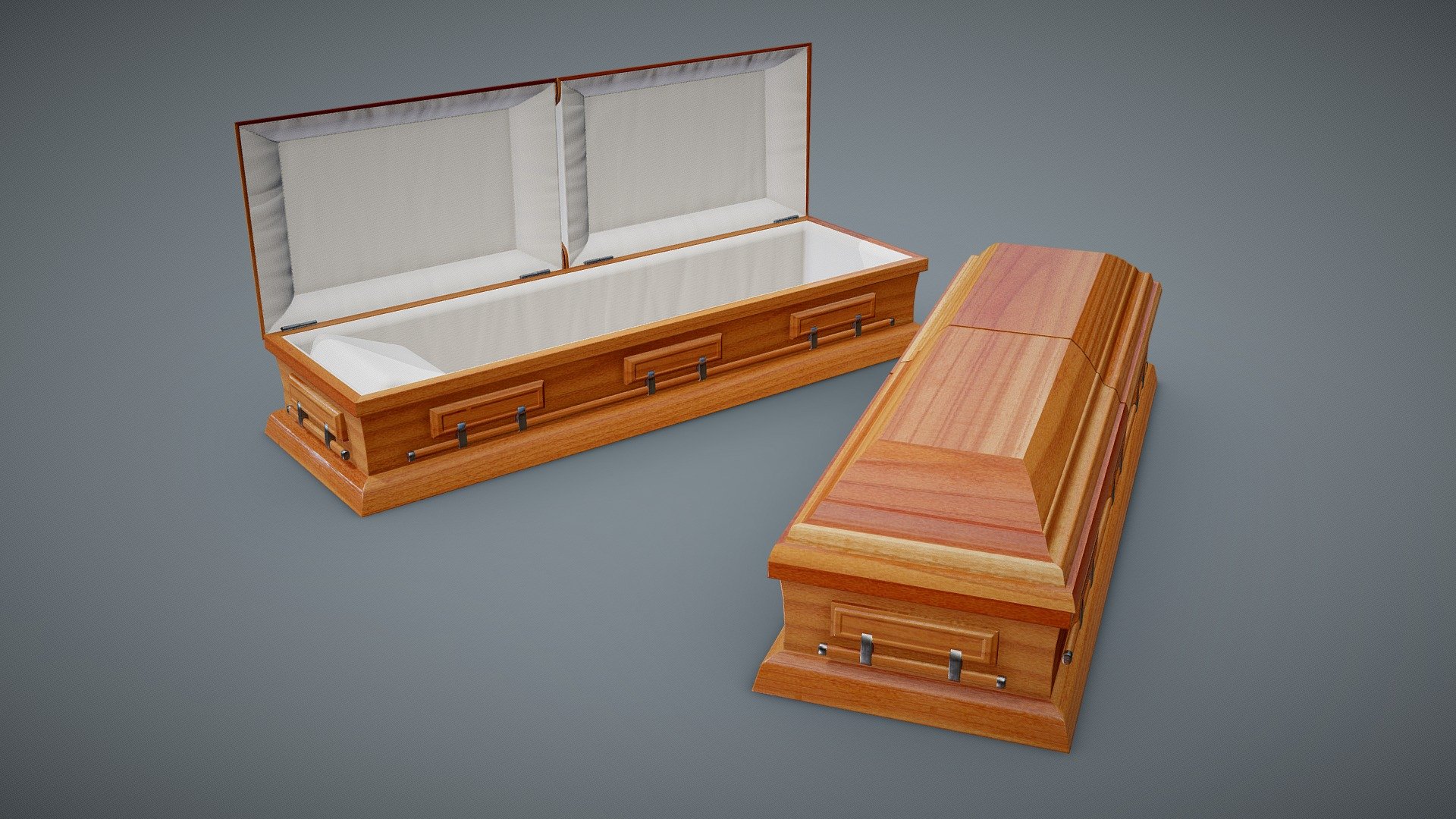 Additional file contains manually made LODs in 4 stages and custom collider in .fbx and .obj formats as well as 2x2k texture sets for Unity5, Unity HDRP, UnrealEngine4, PBR Metal Roughness - Wooden Casket Cherry - Buy Royalty Free 3D model by NollieInward 3d model