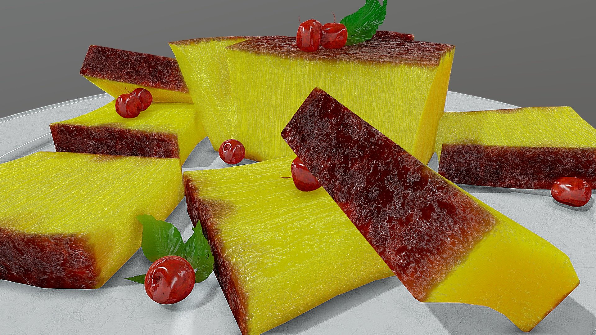 The model is traditional food from indonesia




obj file

low poly

the model is unwrap with texture. 

ready to be used for games and other assets

high resolution rendering :
       https://www.artstation.com/artwork/mqxQzv
 - Bika Ambon Cake - 3D model by azis_ms (@azis1988) 3d model
