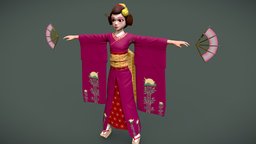 Low Poly Warrior Maiko japan, geisha, kyoto, tfg, moba, maiko, lowpoly