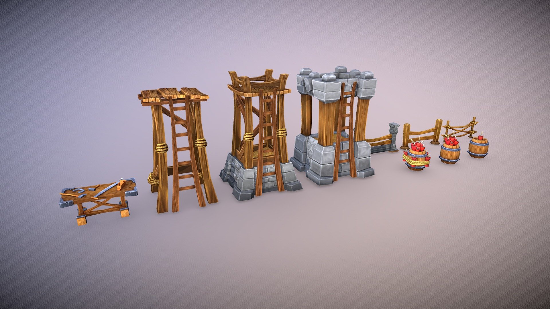 Mobile game asset
albedo texture - Tover, barкel fence - 3D model by LowPoly89 (@omega3) 3d model