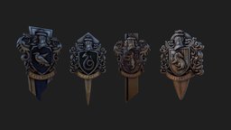 Harry Potter Badges ornament, crest, badge, ornamental, harrypotter, hogwarts, artstation, harrypotterfanart, house