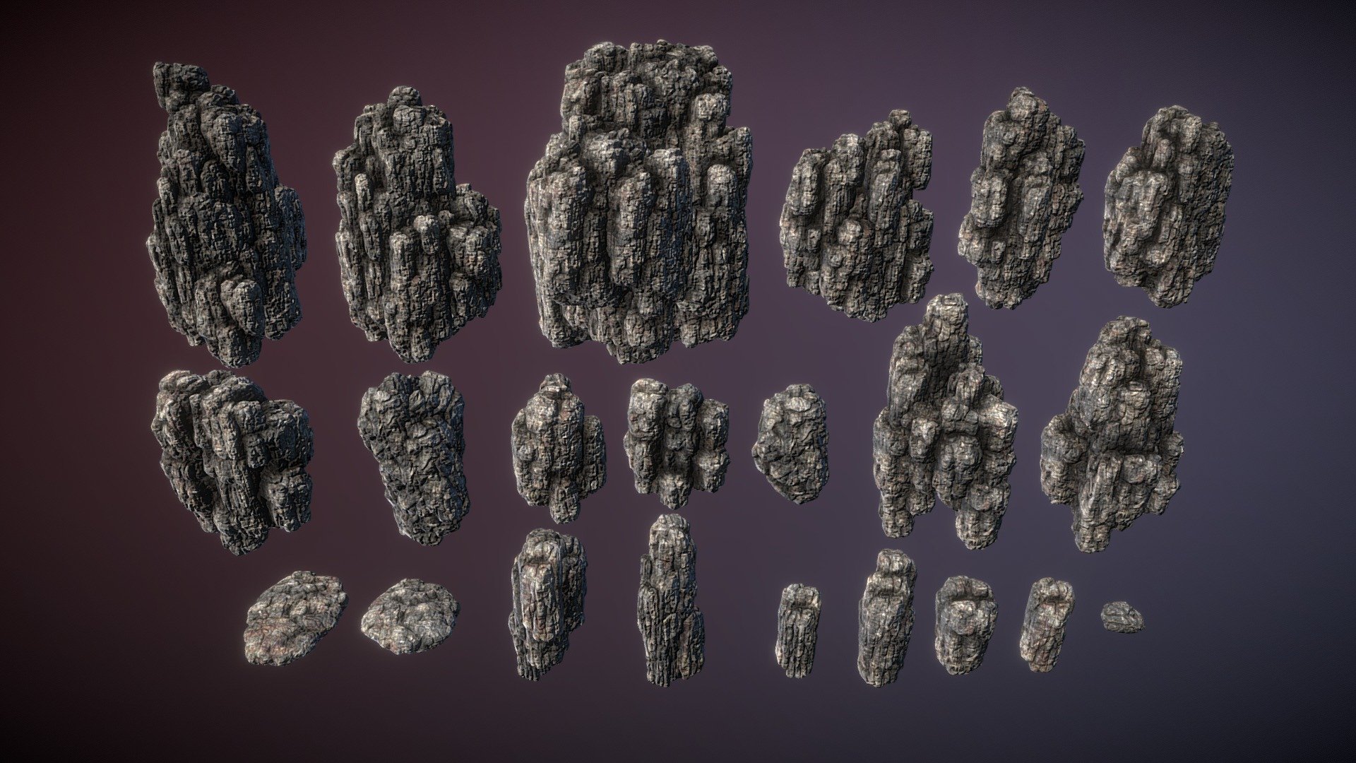 Set of rocks - Cracked rocks - 3D model by Dmitriy Dryzhak (@arvart.lit) 3d model