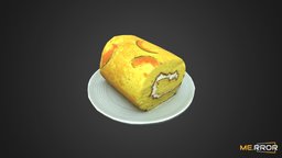 [Game-Ready] Sweet Pumpkin Roll Cake food, cake, roll, 3dscanning, photogrametry, realistic, sweet, dessert, bakery, foodscan, 3dscan, pumpkin, noai