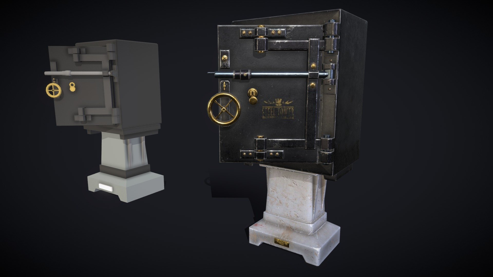 Model made at the beginning of the course and at the end - Safe - 3D model by ChocolateEmpire 3d model