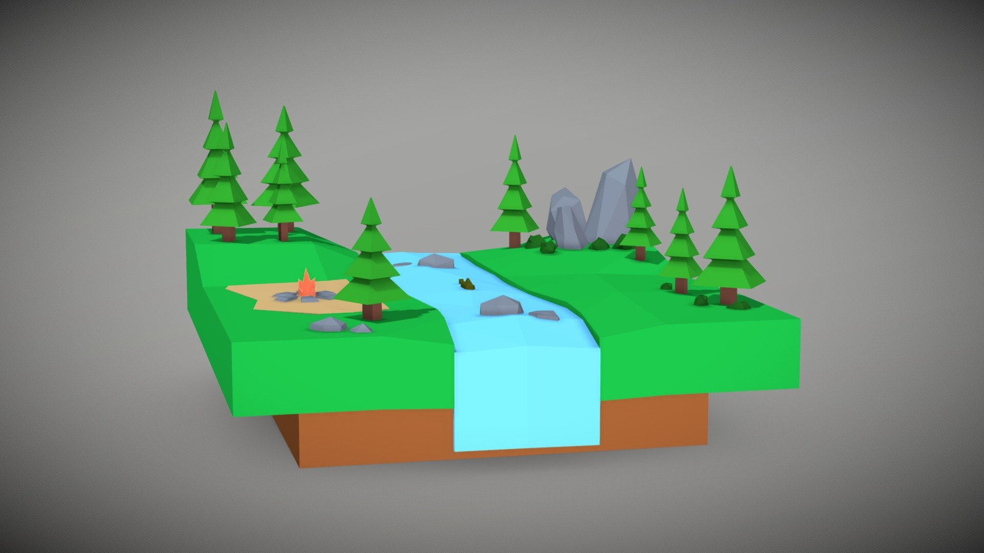 low poly model forest islad - forest island low poly - 3D model by JoyK29 (@kerubimpatabang) 3d model