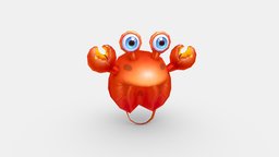 Cartoon crab hat hat, kids, doll, clothes, crab, lowpolymodel, hand-painted, clothing