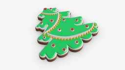 Christmas cookie fir tree 03 food, cookie, christmas, holiday, snack, traditional, gingerbread, dessert, homemade, sweets, celebration, 3d, pbr