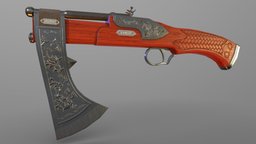 Axe & Gun (game ready lowpoly model) 4k texture