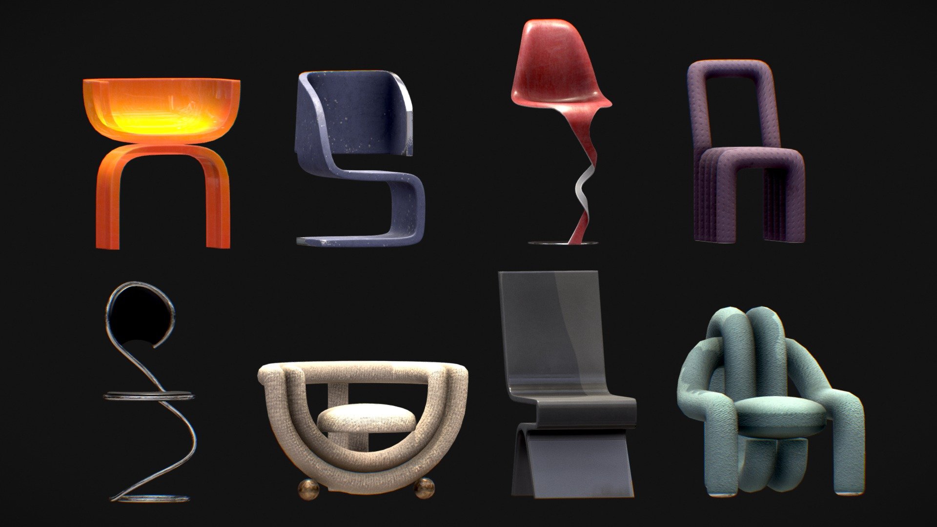 Chairs Pack 2 - Buy Royalty Free 3D model by arloopa 3d model