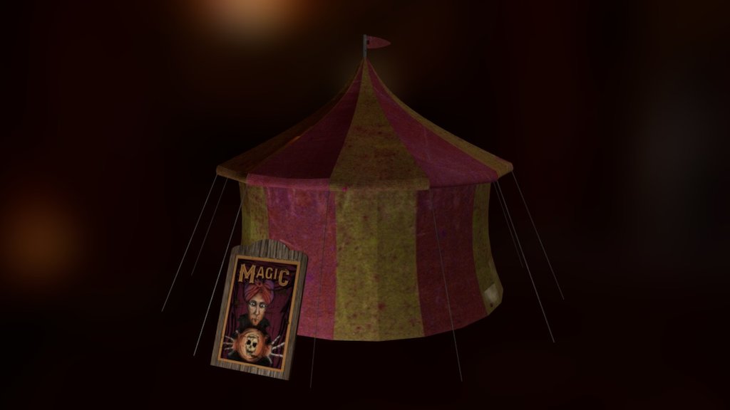 The tent was my first texture mapping ever done (Blender) and needs to be updated.
Fortune teller illustration by Cassie Brown 3d model