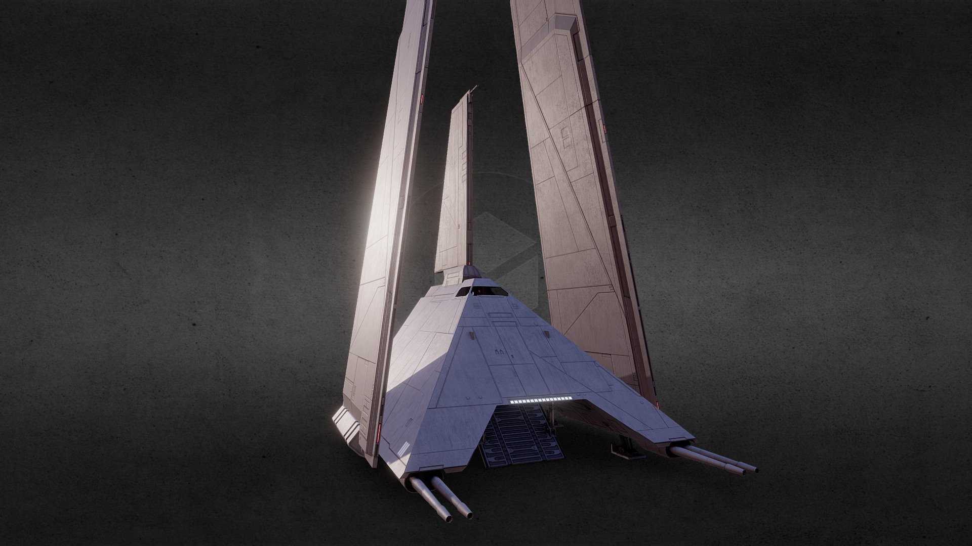 Krennic's Imperial Delta-class T-3c shuttle as seen in the film Rogue One: A Star Wars Story 3d model