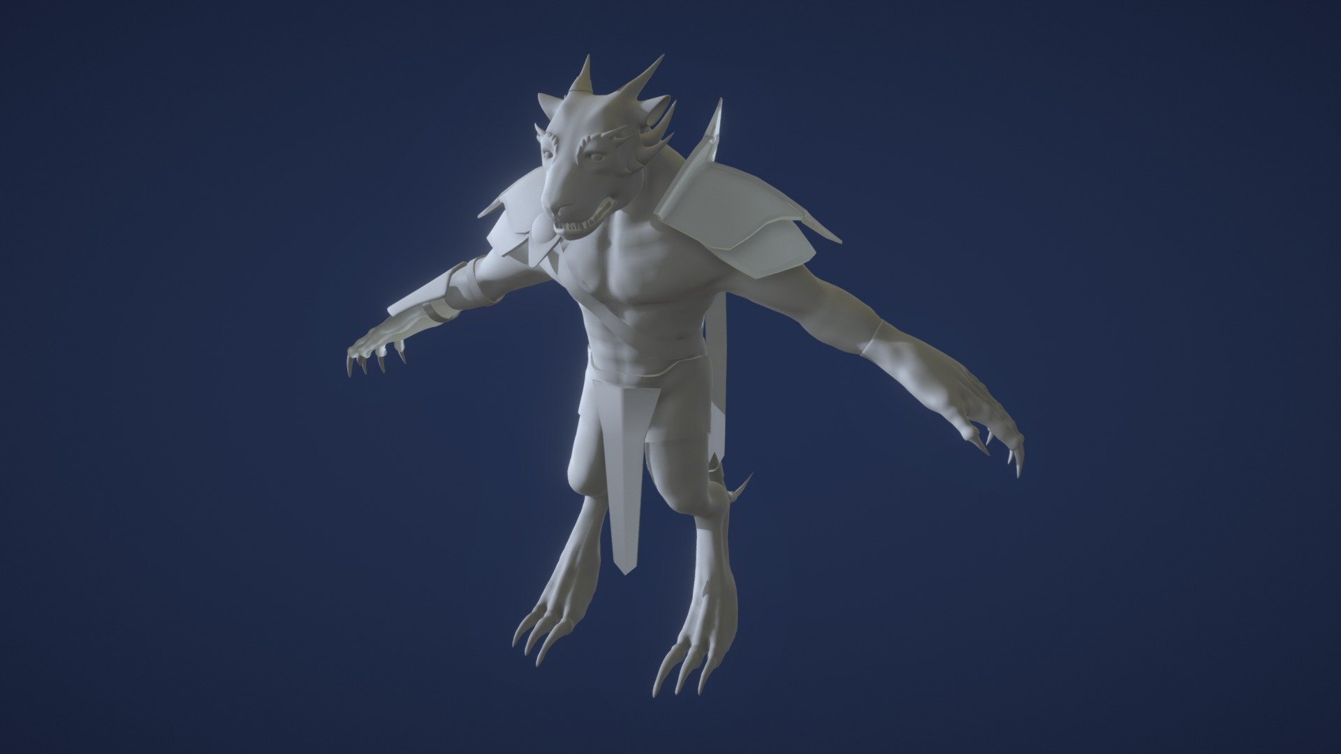 Another very old model I created back in 2013 at Bournemouth University for our hybrid creature assignment. This model is meant to decpict a mix between a bearded dragon, a lion, and a human 3d model