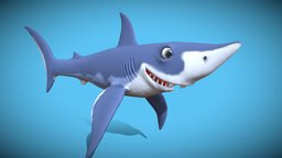 Cartoon mako shark shark, fish, toon, cute, baby, predator, ocean, water, hungry, mako, cartoon, animal, funny, sea