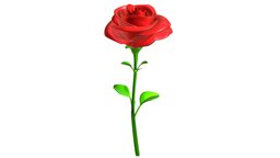 Red rose plant, flower, 3d-print, rose, nature, 3dprint, hardsurface, highpoly