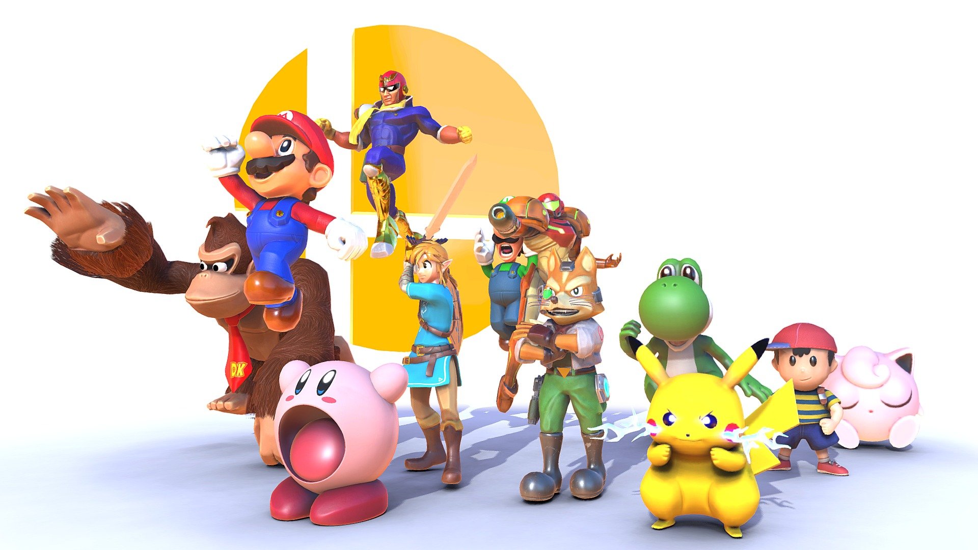 Here’s a challenge I'm doing: modelling a Smash Bros character each day until Smash Ultimate releases. This project started October 2nd. I probably won’t manage to strictly model one per day but I’m eager to see it through.

Anyway, here are the original 12 from Super Smash Bros 64. This is my taking on the original Nintendo characters that debuted in the first entry of the Smash series. They’re all low poly, PBR with a cartoon style. Hope you like it and look forward for future characters! - Super Smash Bros: The Original 12 - 3D model by Giru 3d model
