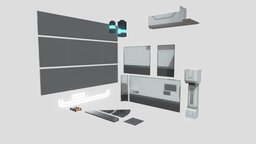 Sci Fi Laboratory Modular Kit kit, scene, lights, ceiling, roof, parts, floor, laboratory, lamps, walls, pillar, asset, scifi, modular