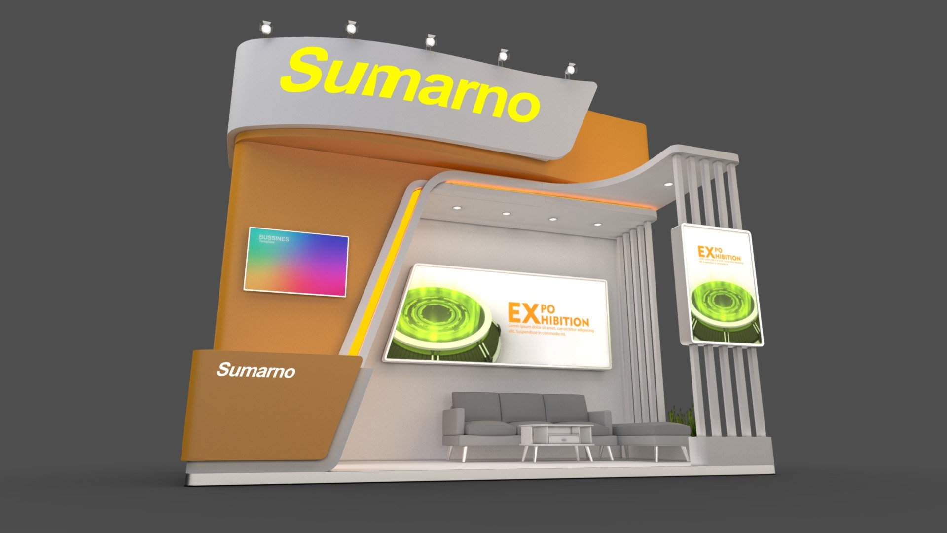 Exhibition stand 3D model
Virtual booth 3D model

6x3m / 18 Sqm / Height 5.2 / 3 Exposed sieds / Unit:cm

Format:
1. Autodesk 3Ds max 2018 / V ray 3.60.03
2. Autodesk 3Ds max 2015 / Default Scanline
3. Fbx Format (Normal / Baked map)
4. Obj Format (Normal / Baked map) - EXHIBITION STAND OQ18 - Buy Royalty Free 3D model by fasih.lisan 3d model