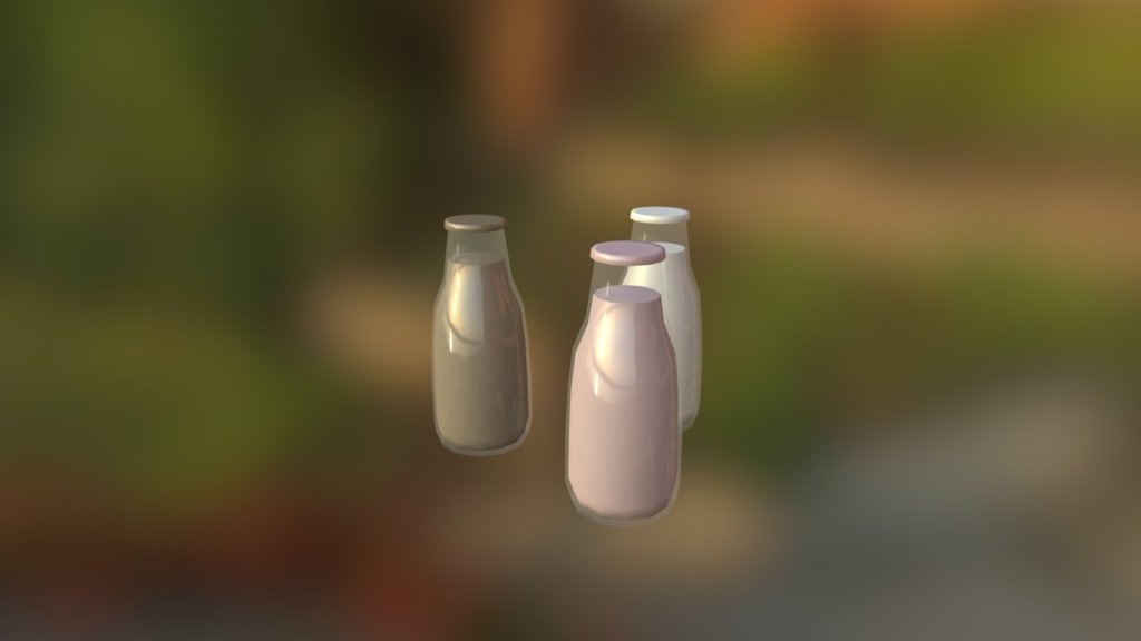 Milk Bottles - 3D model by biancandy 3d model