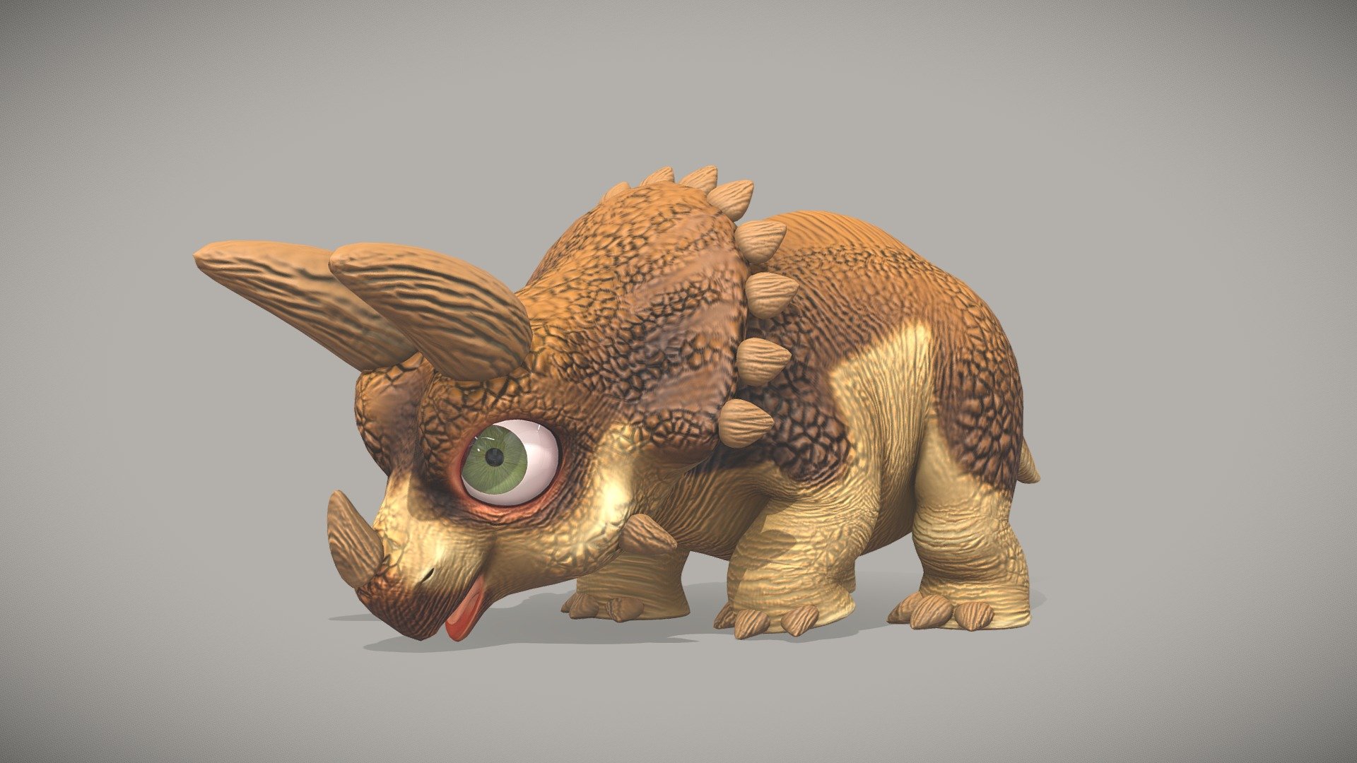 An animated cartoon Triceratops Horridus I've made with Blender and Gimp and which is part of a small collection of  Cartoon Prehistoric Creatures so subscribe it to stay tuned 3d model
