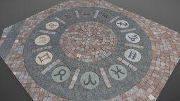 Zodiac ground mosaic archviz, 3d-scan, urban, road, way, park, public, town, zodiac, cobblestone, zodiac-sign, photoscan, photogrammetry, art, design, stone, city, space, zodiac-wheel