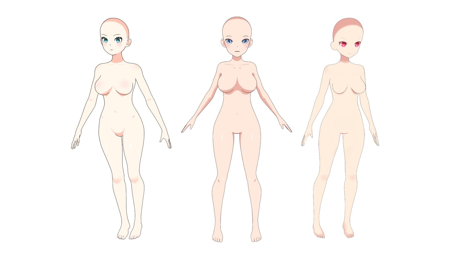 Feminine 3D bases for you to start your customizations.

Contains:




.Fbx (all)

.Blend (all) - Blender

.Textures(all)

Image Gallery : Click here - Female bases - Anime - Buy Royalty Free 3D model by LessaB3D 3d model
