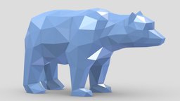 Low Poly Bear stl, base, modern, land, printing, cnc, origami, geometric, architectural, mammal, vr, ar, decor, print, statue, nature, printable, faceted, canine, mammals, asset, game, 3d, art, model, animal, wolf, sculpture