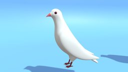 Cartoon Cute Pigeon Dove sky, rat, bird, pigeon, white, eagle, chicken, dove, duck, nature, wildlife, paloma, lowpoly, low, poly, fly, city, animal, rock, wing