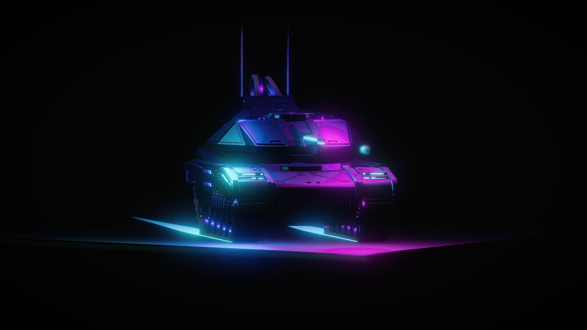 NEON TANK , 80s VIBE , SynthWave . Music by EXHALE - NEON TANK - 3D model by EXHALE (@design.ruben) 3d model