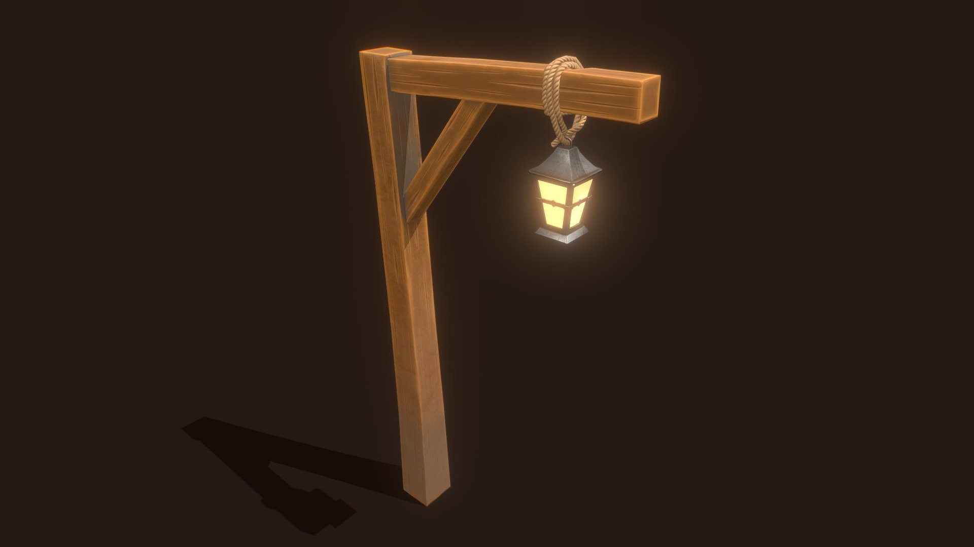 Western Wooden Lamp Post, with Stylized PBR Textures. Ready to use in any project.

Are you liked this model? Feel free to take a look on my another models! Here

Features:

.Fbx, .Obj, .Uasset and .Blend files.

Low Poly Mesh game-ready.

Real-World Scale (centimeters).

Unreal Project: 4.15+

Custom Collision for Unreal Engine 4 (Handmade).

Tris Count: 1,394.

Number of Textures:6

Number of Textures (UE4): 4

PBR Textures (2048x2048) (PNG).

Type of Textures: Base Color, Roughness, Metallic, Normal Map, Ambient Occlusion and Emissive (PNG)

Combined RMA texture (Roughness, Metallic and Ambient Occlusion) for Unreal Engine (PNG) 3d model