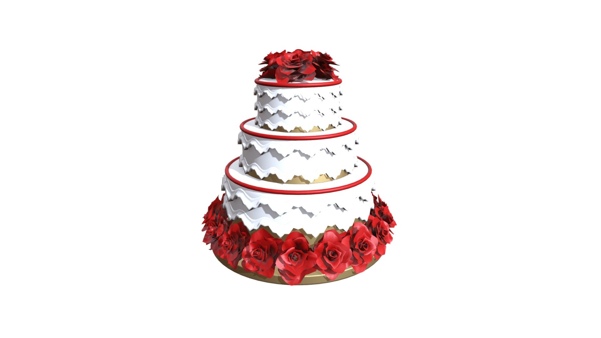 A beautiful three tier wedding cake accented with sugar roses. You will receive a full set of textures to color the model, all measuring 2048px by 2048px. With a low polygon count and organized geometry, this model is perfect for a variety of real-time applications or may be subdivided for pre-rendered scenes.

Features:



All quad geometry, no tris or n-gons.



High quality 2048px by 2048px textures for PBR workflows (Albedo/Color, Roughness, Metalness &amp; Ambient Occlusion)



Geometry is subdivisible for a photorealistic result for pre-rendered applications. (93,568 polygons at subdivision Level 1)



Organized UV Mapping


 - Three Tier Flower Wedding Cake - Buy Royalty Free 3D model by Meerschaum Digital (@meerschaumdigital) 3d model
