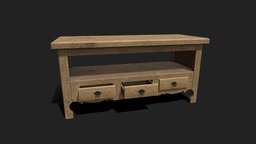 Old Drawer object, storage, dresser, retro, classic, detailed, ready, furniture, dirty, drawer, old, openable, asset, game, wood, interior
