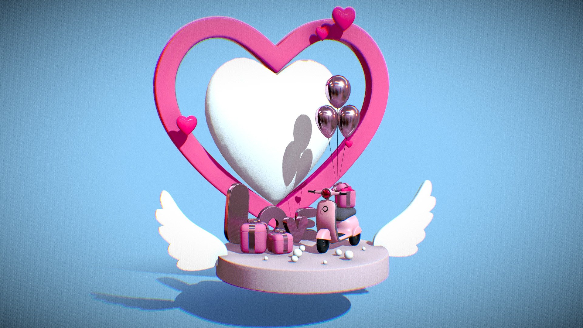 Valentine Mood Interior / Photography Studio - Buy Royalty Free 3D model by arloopa 3d model