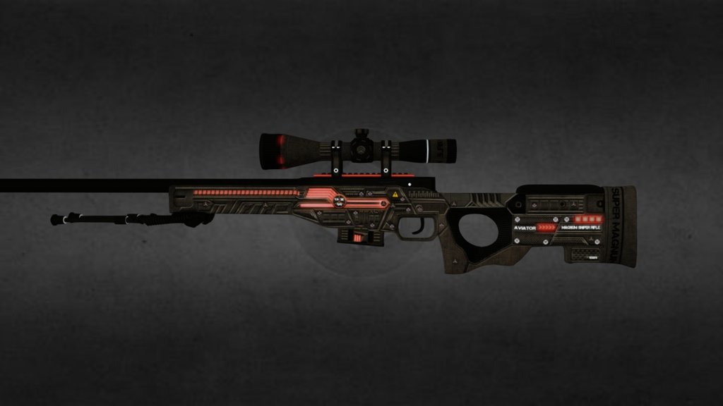 AWP | Aviator v 2.0 
http://steamcommunity.com/sharedfiles/filedetails/?id=677899553
A glimpse of the future, The weapon is made out of a durable and incredibly rare material and only wears when exposed to a unkown chemical compostion. Energy based heat sinks contain the raw power of the weapon. 

AK-47 | Авиатор v2.0 
Отражение будущего вооружения. Корпус выполнен из прочного материала Адамантия ( да да того самого). Закалён в секретном химическом составе. По корпусу распределены энерго-заряды - AWP | Aviator v2.0 - 3D model by asavonin 3d model